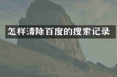 怎样清除百度的搜索记录