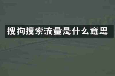 搜狗搜索流量是什么意思