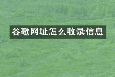 谷歌网址怎么收录信息