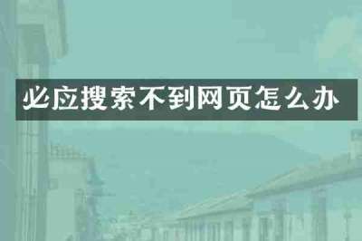 必应搜索不到网页怎么办