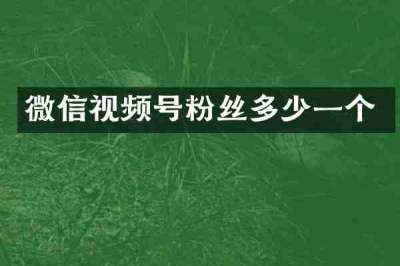 微信视频号粉丝多少一个