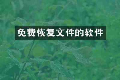 免费恢复文件的软件
