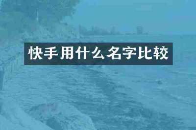 快手用什么名字比较