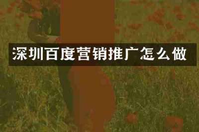 深圳百度营销推广怎么做
