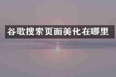 谷歌搜索页面美化在哪里