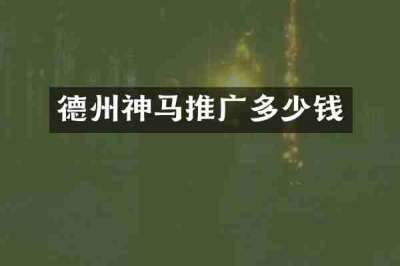 德州神马推广多少钱