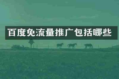 百度免流量推广包括哪些