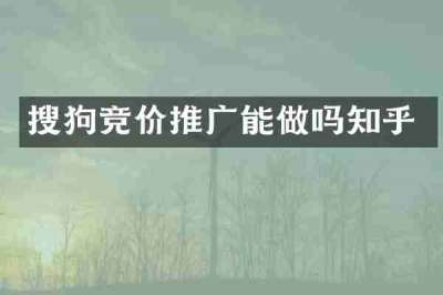 搜狗竞价推广能做吗知乎