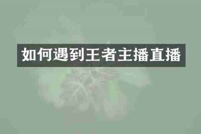 如何遇到王者主播直播