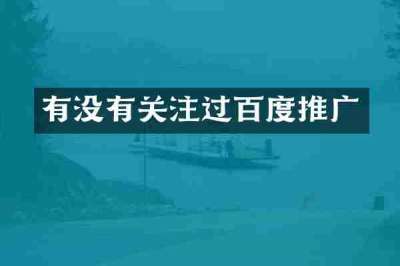 有没有关注过百度推广