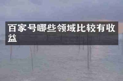 百家号哪些领域比较有收益