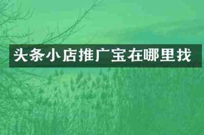 头条小店推广宝在哪里找