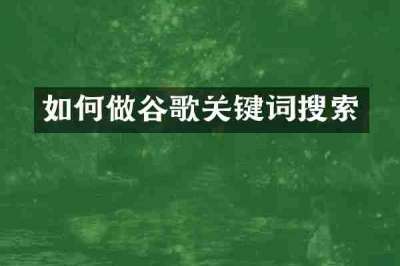 如何做谷歌关键词搜索