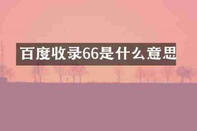 百度收录66是什么意思