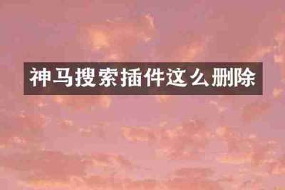 神马搜索插件这么删除