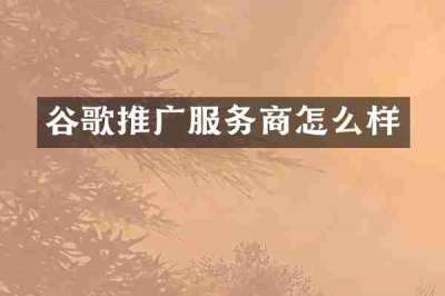 谷歌推广服务商怎么样