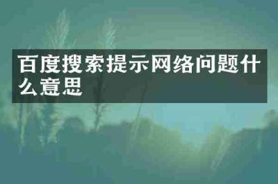 百度搜索提示网络问题什么意思