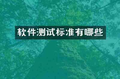 软件测试标准有哪些
