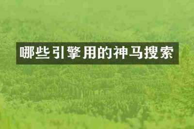 哪些引擎用的神马搜索