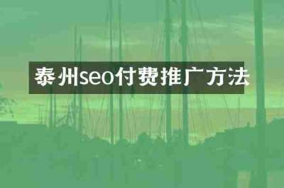 泰州seo付费推广方法
