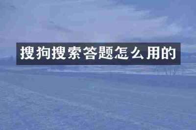 搜狗搜索答题怎么用的