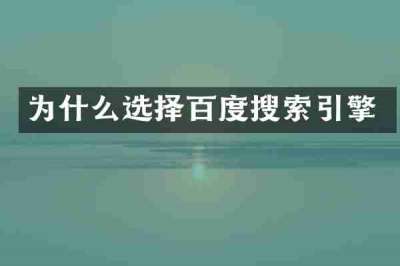 为什么选择百度搜索引擎