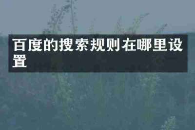 百度的搜索规则在哪里设置