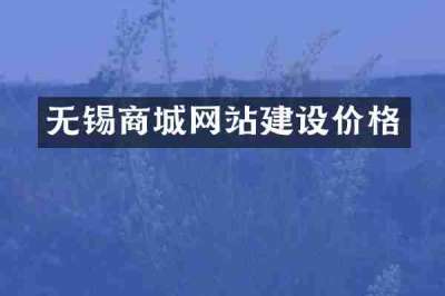 无锡商城网站建设价格