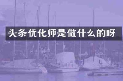 头条优化师是做什么的呀