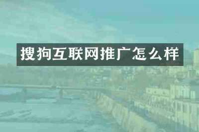 搜狗互联网推广怎么样