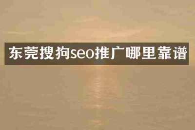 东莞搜狗seo推广哪里靠谱