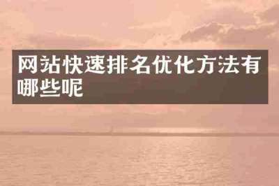 网站快速排名优化方法有哪些呢