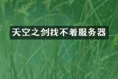 天空之剑找不着服务器