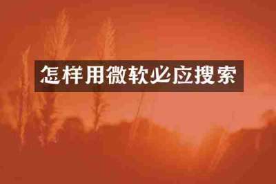 怎样用微软必应搜索