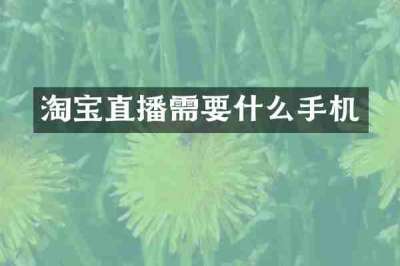 淘宝直播需要什么手机