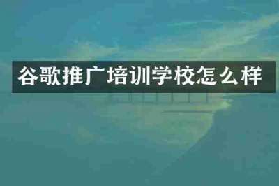 谷歌推广培训学校怎么样