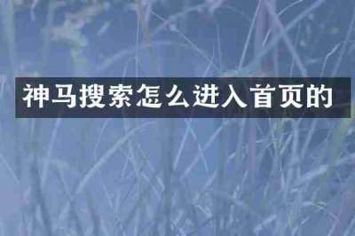 神马搜索怎么进入首页的