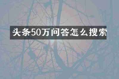 头条50万问答怎么搜索