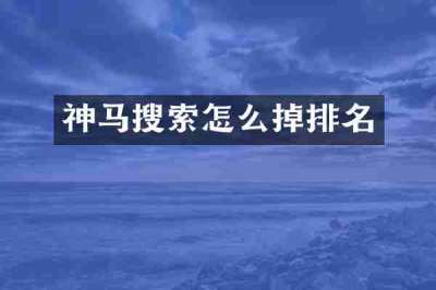 神马搜索怎么掉排名