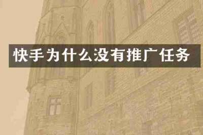 快手为什么没有推广任务