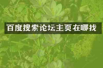 百度搜索论坛主页在哪找