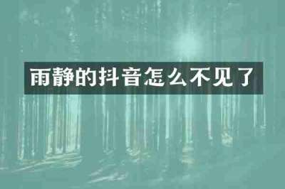 雨静的抖音怎么不见了