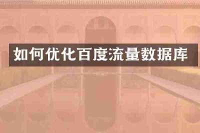 如何优化百度流量数据库