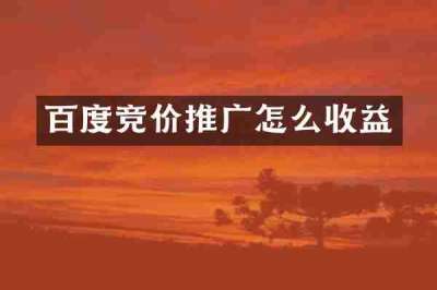 百度竞价推广怎么收益