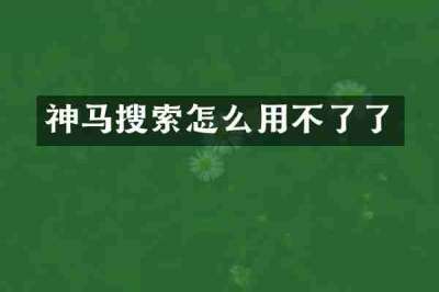 神马搜索怎么用不了了