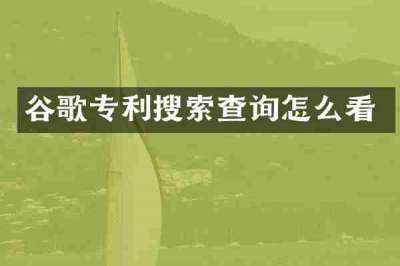 谷歌专利搜索查询怎么看