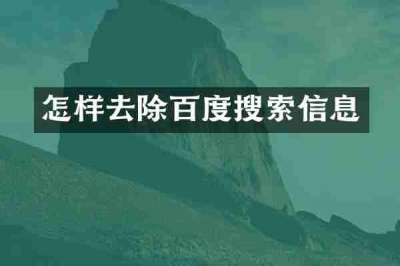 怎样去除百度搜索信息