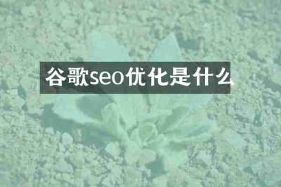 谷歌seo优化是什么