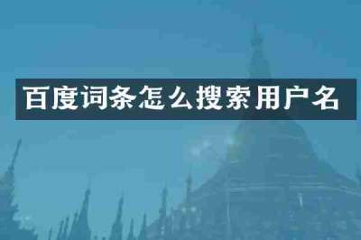 百度词条怎么搜索用户名