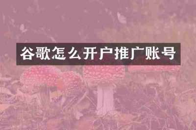 谷歌怎么开户推广账号